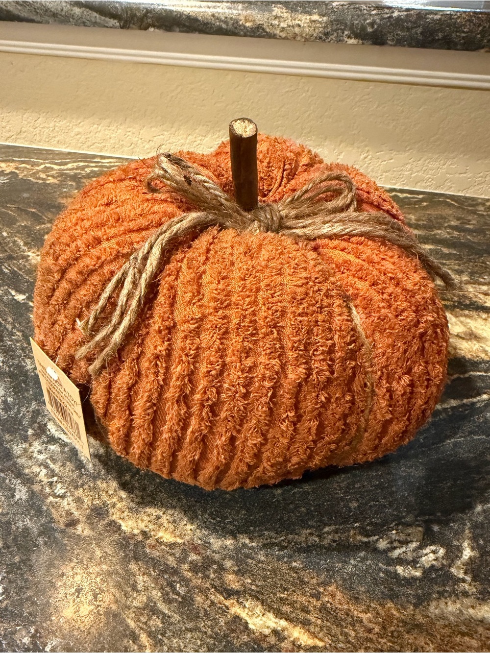 Textured Plush Pumpkin Decor - Orange Velvet Fall Accent